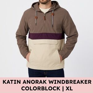 Katin Anorak Colorblock Hooded Windbreaker Jacket Gorpcore Outdoor Surf Style XL